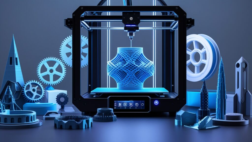 3D printer creating detailed gears