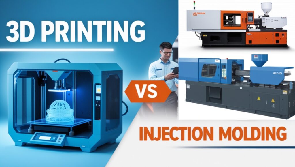 Comparison of 3D printing and injection molding machines