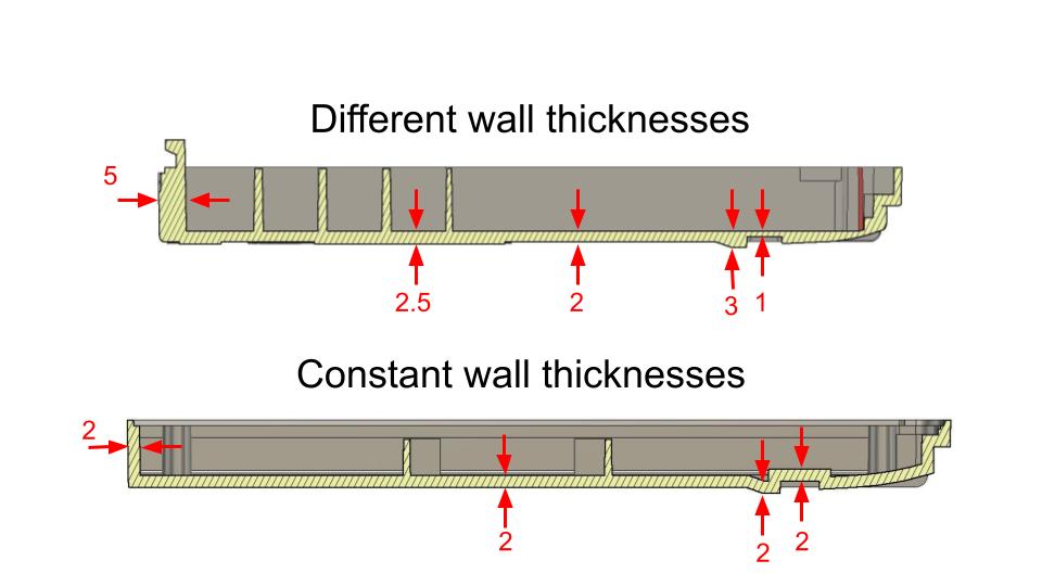Wall thickness guidelines for injection molded plastic parts